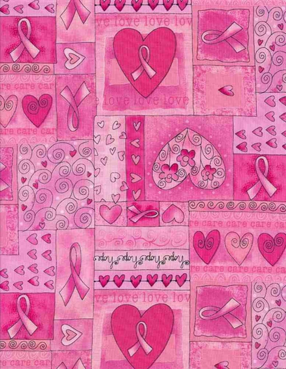 Timeless Treasures Hearts of Hope Pink, Quilting Fabric by the Yard