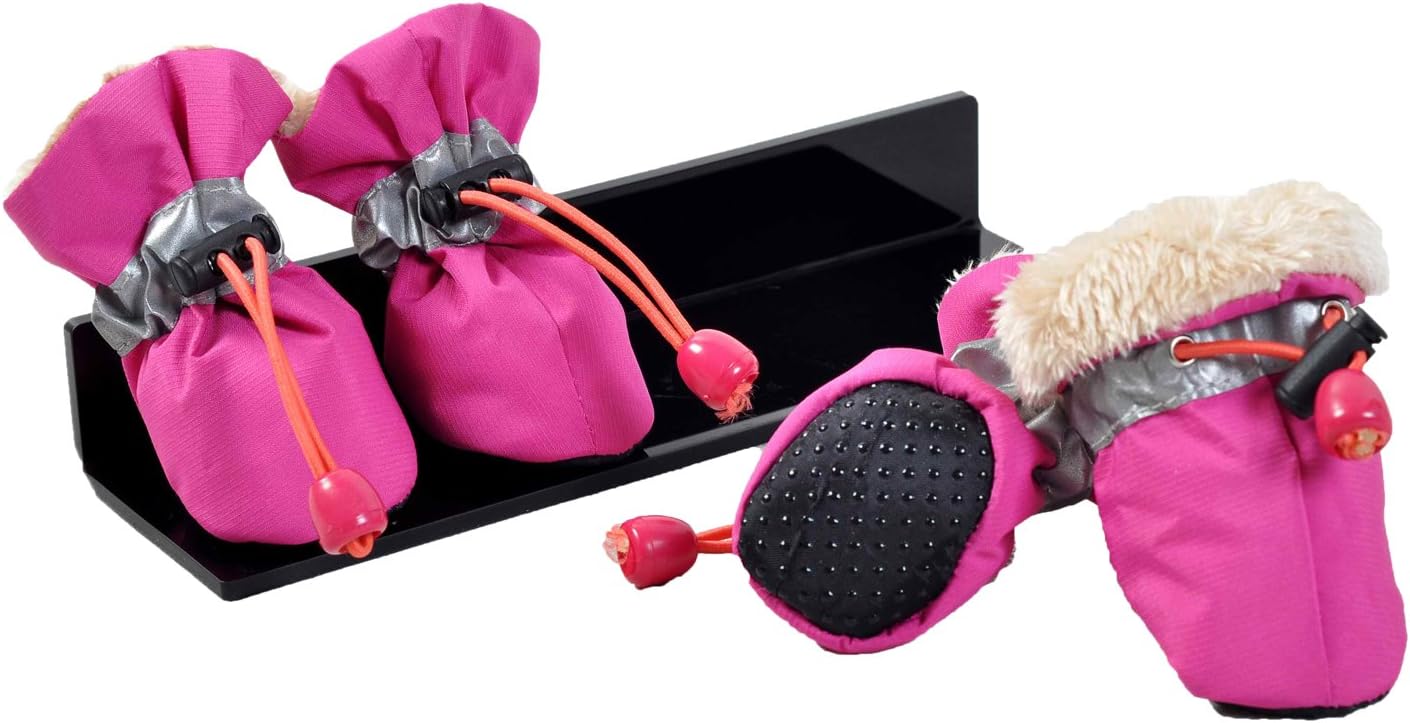 Ynport 4pcs Faux Fur Lined Winter Warm Pet Thick Dog Shoes Boots