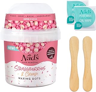 Nad's Waxing Dots - Strawberries & Cream Hard Wax Beads - Microwaveable No-Strip Formula For Women