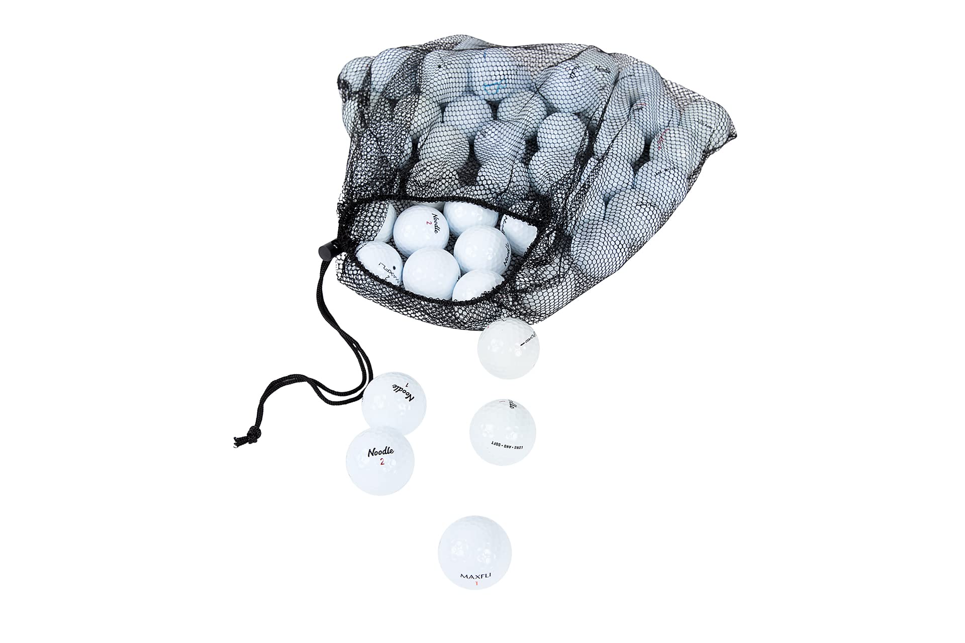 Clean Green Golf Balls Paquete de 48 unidades recicladas para fideos de la marca Bulk Mix – Bola graduada AAA (3A) de buen estado – Incluye 48 pelotas de golf y bolsa de transporte de malla