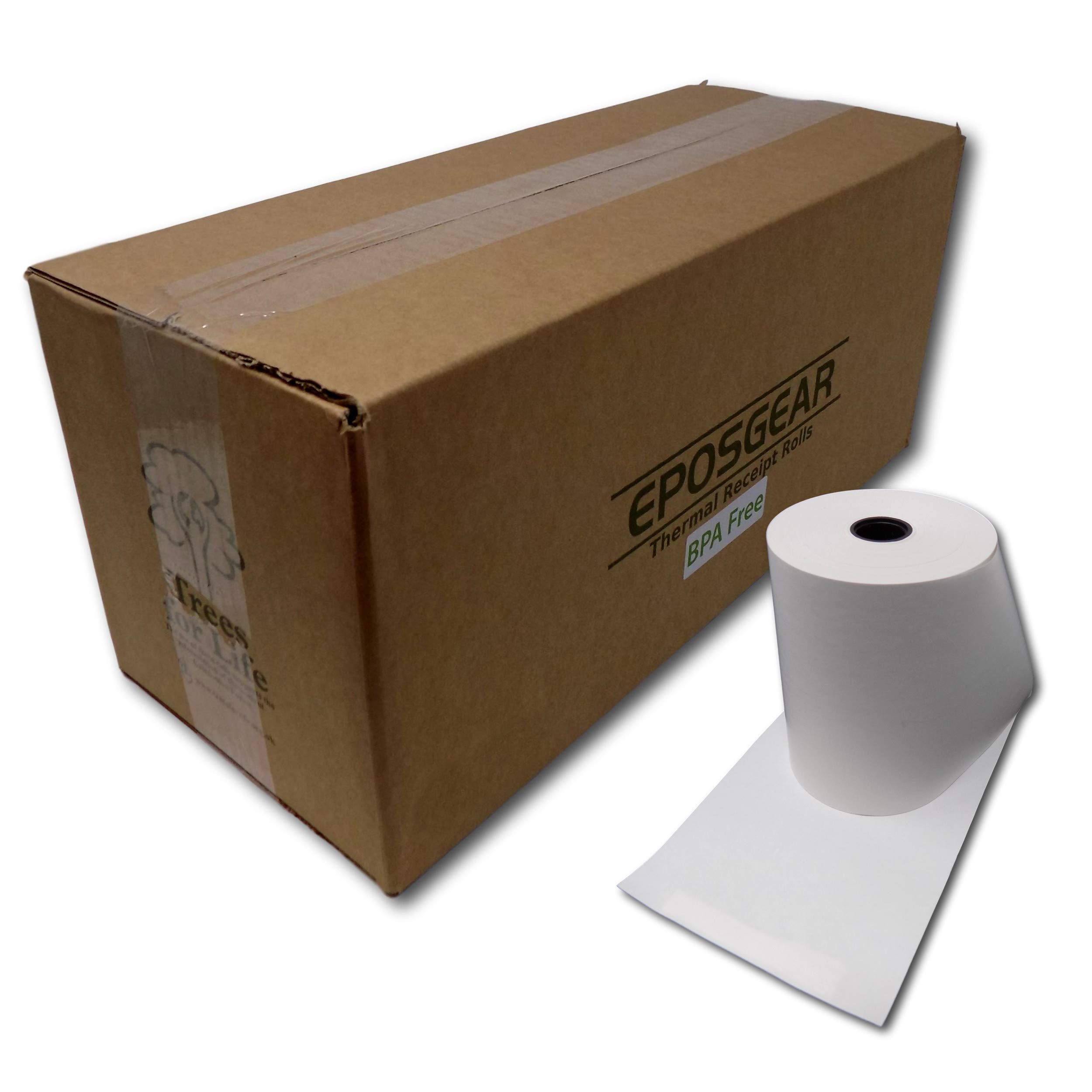 EPOSGEAR® (100 Rolls) 80mm x 60mm 80x60 Thermal Paper Till Cash Register Machine Receipt EPOS System Printer Rolls - BPA Free
