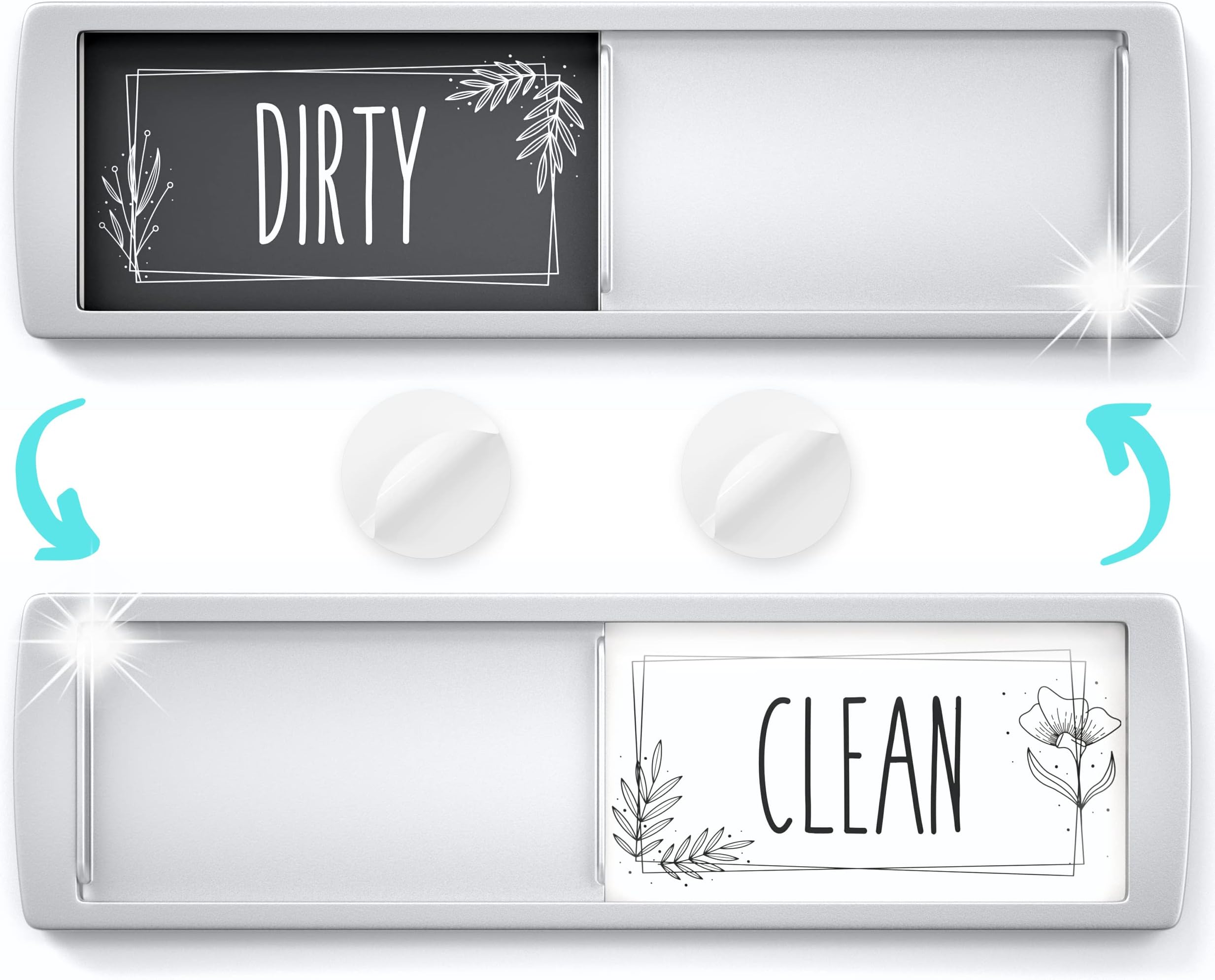 Dishwasher Clean Dirty Sign Indicator in Silver for