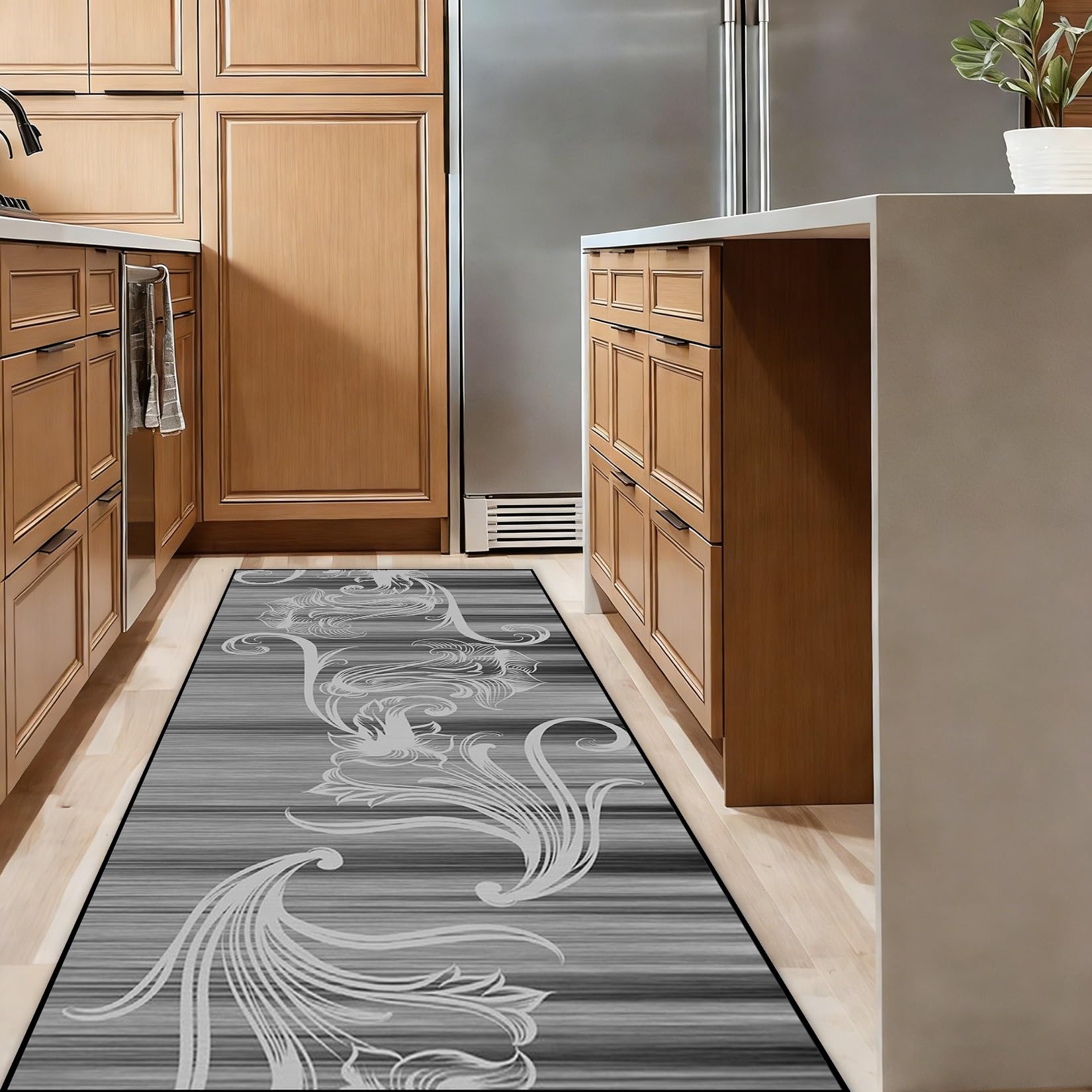 Tapis lavable antidérapant 80x330 cm à poil ras pour un nettoyage sans effort