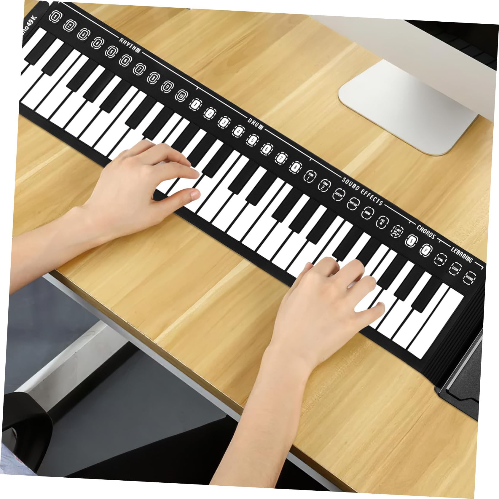 Hemobllo Pianoforte Digitale Portatile 49 Tasti in Silicone Altoparlante Integrato e Funzione Sleep Automatica, Pianola Flessibile per Principianti e Musica in Movimento