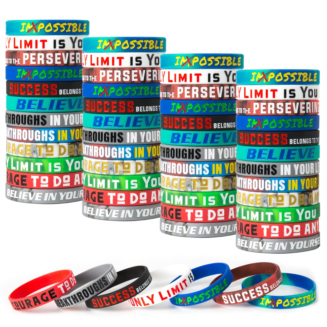84 Pieces Motivational Wristbands for Men, Women & Teens, Inspirational Silicone Bracelets Unisex Adult Wristbands