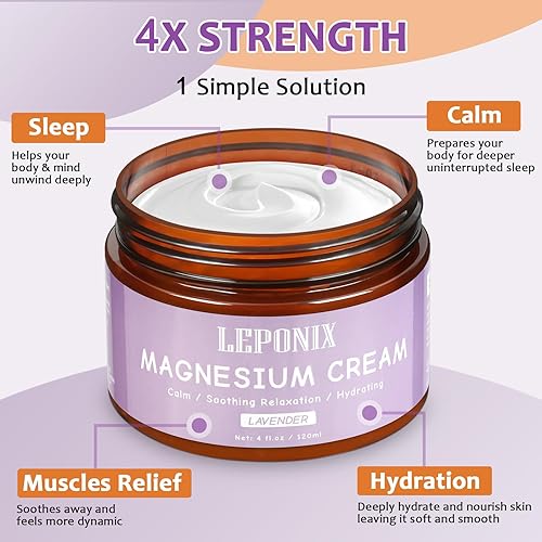 Miniatura 2 de Crema de magnesio para el sueño y la recuperación muscular, loción tópica calmante de magnesio para calambres en las piernas, comodidad en las
