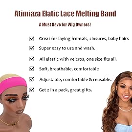 Atimiaza 2 Pcs Elastic Bands for Wigs - Lace Melting Edge Wrap to Lay Edges, Melt Band for Lace Front Wigs (Black Pink, Pack of 2)
