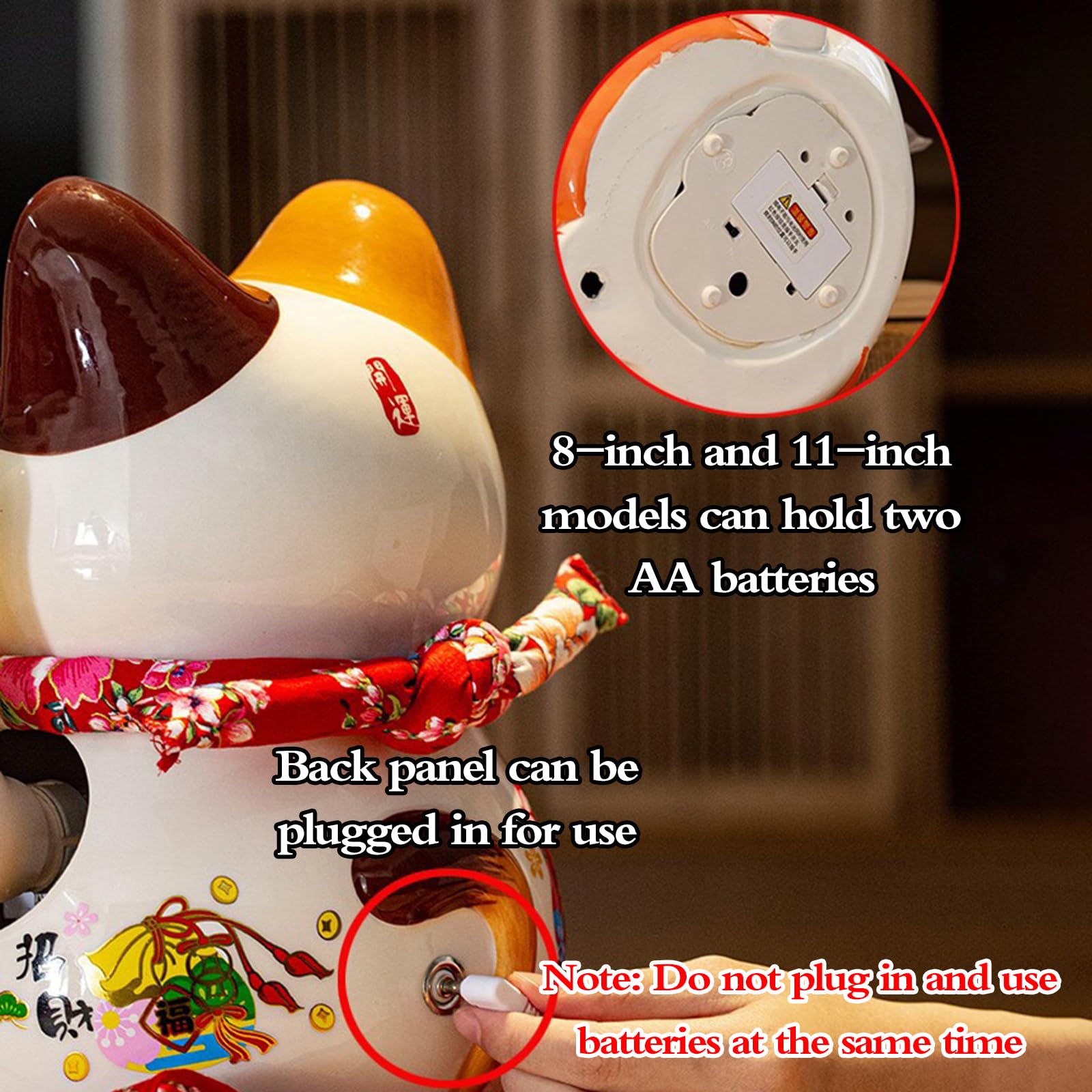 Swinging Lucky Cat Ornament, Feng Shui nowoczesny kot szczęścia, szczęśliwe koty machające, żywe i zabawne, nadaje się do dekoracji sypialni, salonów, gabinetów, biur