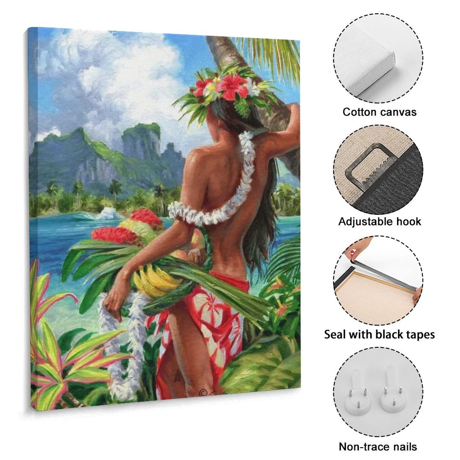 Room Aesthetics Poster Hula Girl Poster Tropical Beach Wall Art