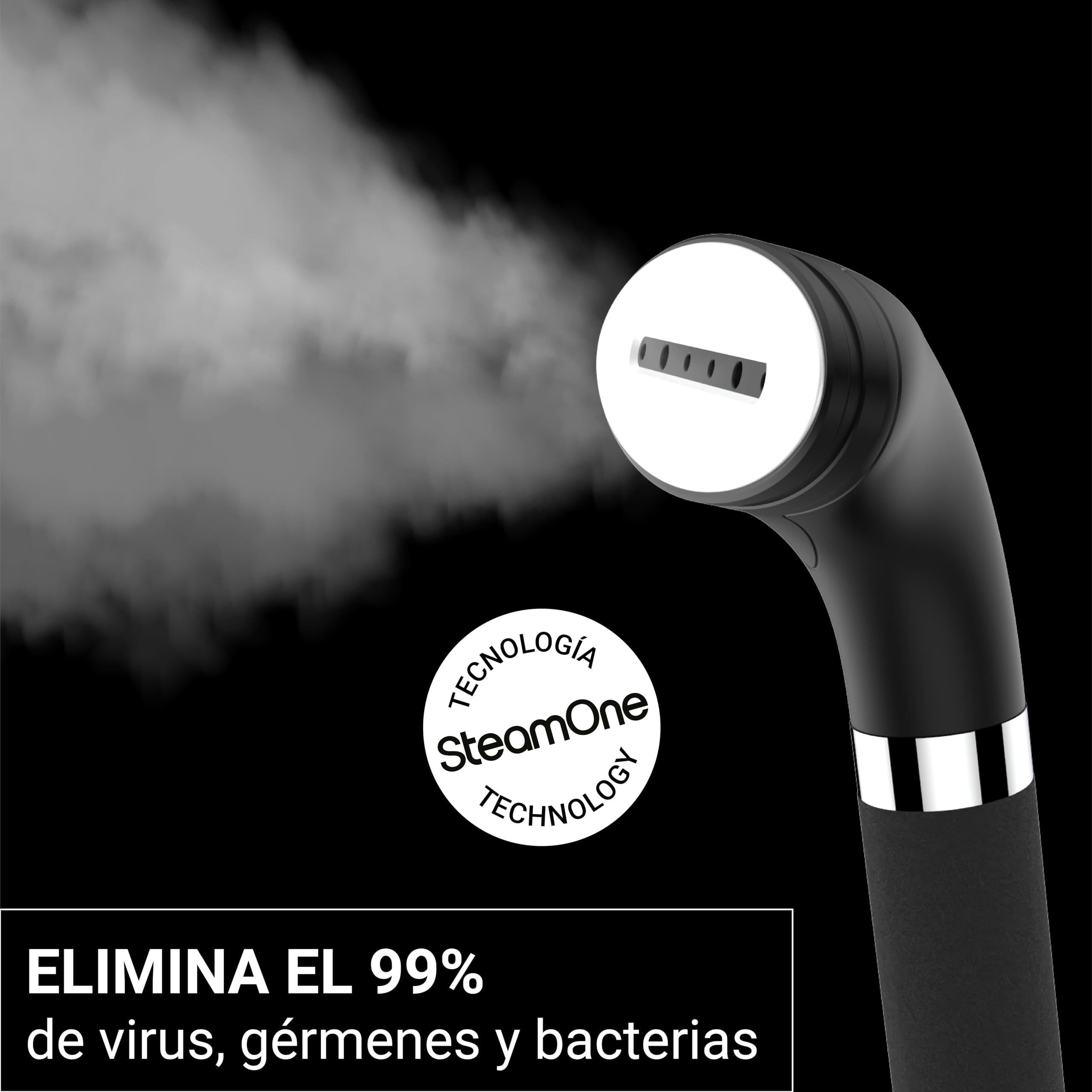 SteamOne Vaporizador Vertical Steamer Negro 2300W - Depósito 2L | Vaporizador Vertical George 2, 2300W, Depósito 2L, 45min Autonomía, 3 Modos, Listo en 35s, Percha Incluida, EUES200BV2