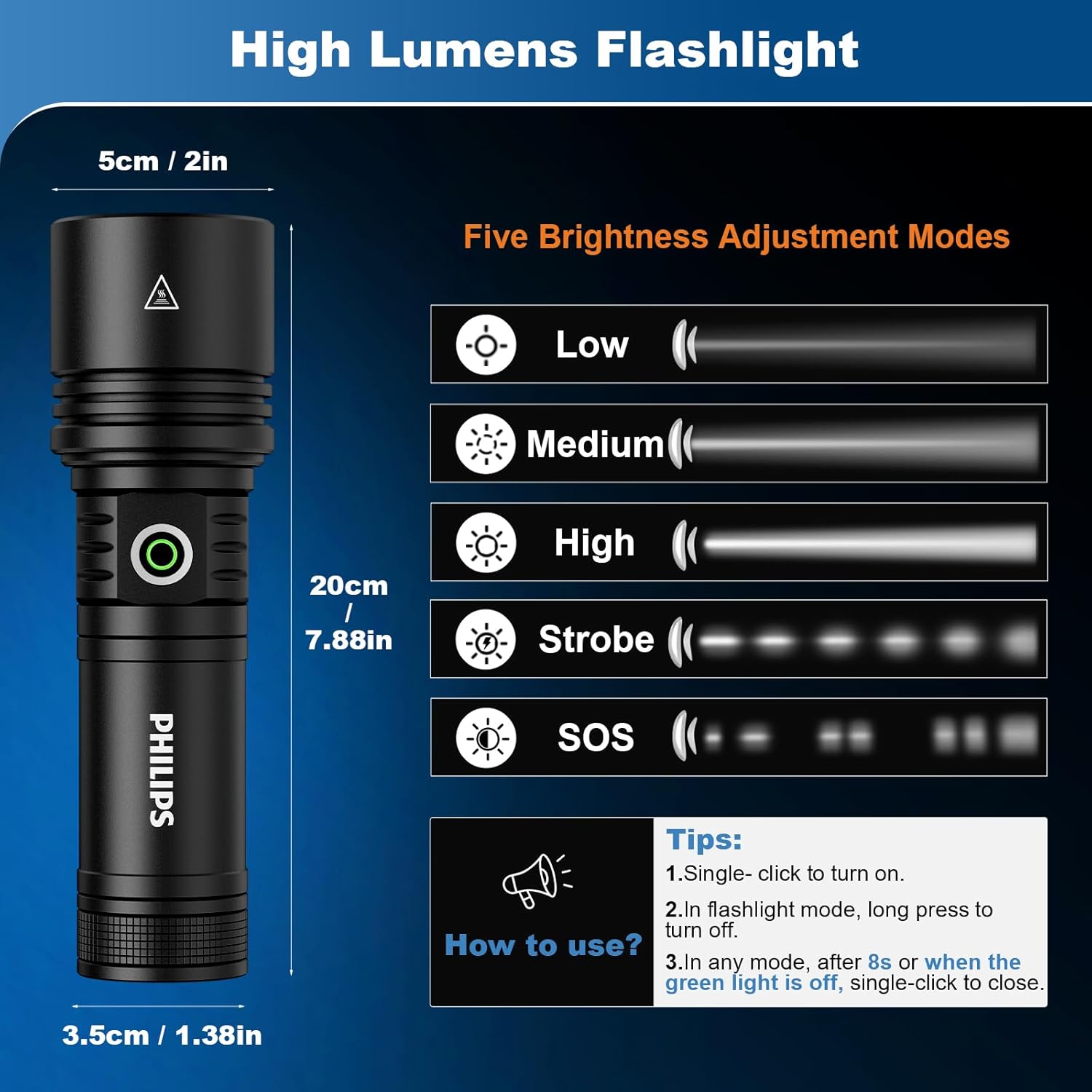 Philips - Brandclub - Philips Flashlights High Lumens Rechargeable