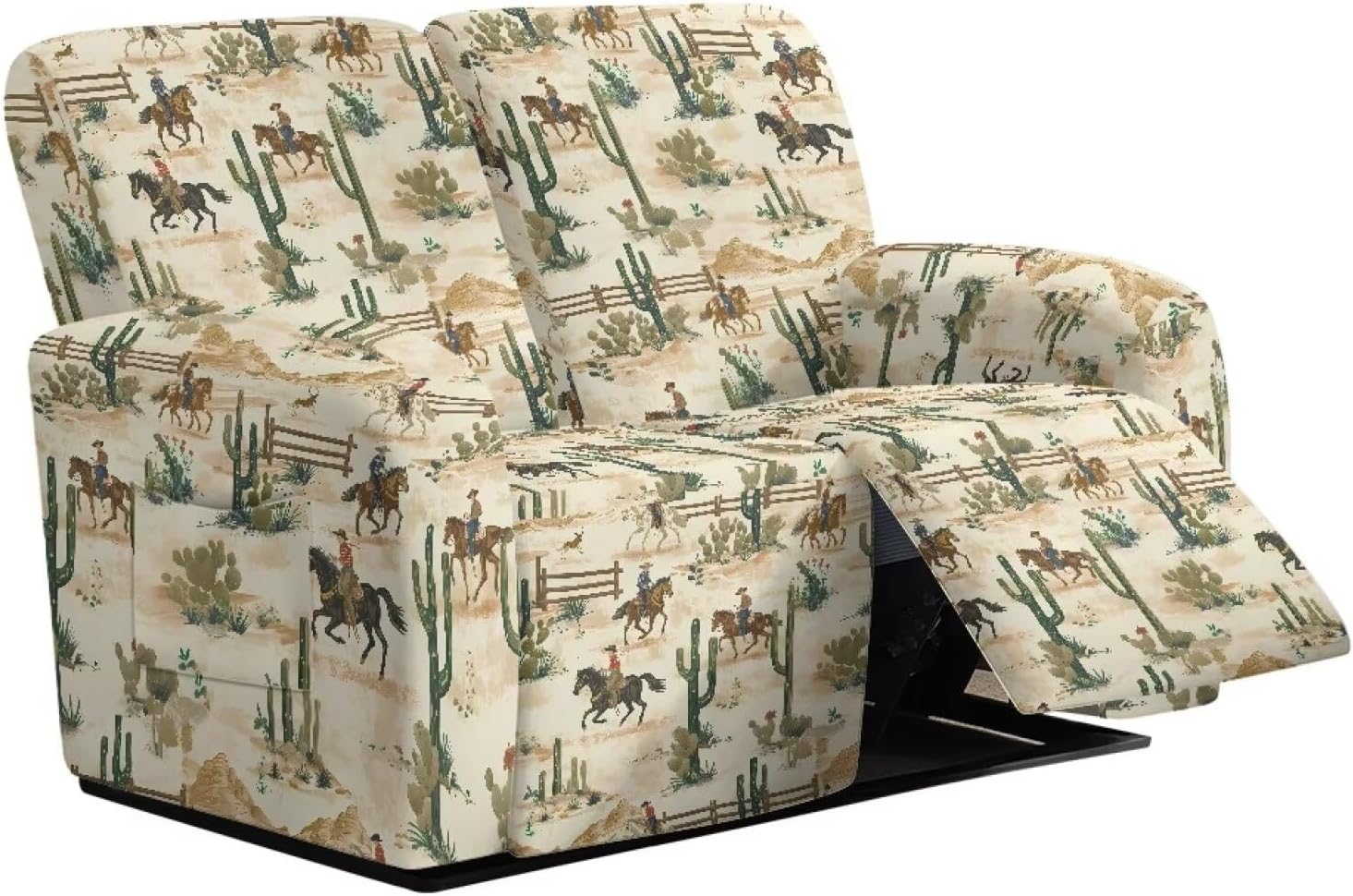 Loveseat Recliner Covers Cactus Prints Lazy Boy Recliner Sofa Slipcovers 2 Seat with Pockets, Washable Protective Cover for Loveseat Recliners Couch