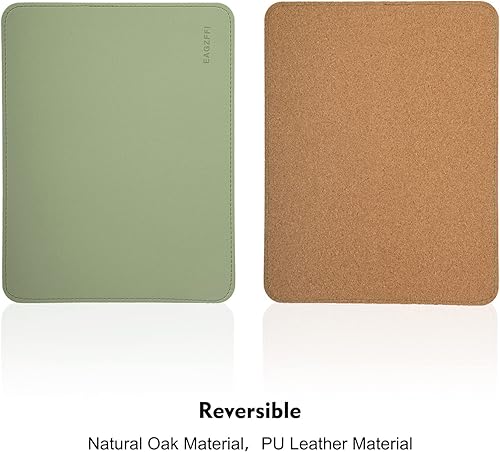 Miniatura 2 de EAGZFFI Alfombrilla de mouse de cuero, alfombrilla de mouse de madera, alfombrilla de mouse de doble cara, bordes cosidos, almohadillas de mouse