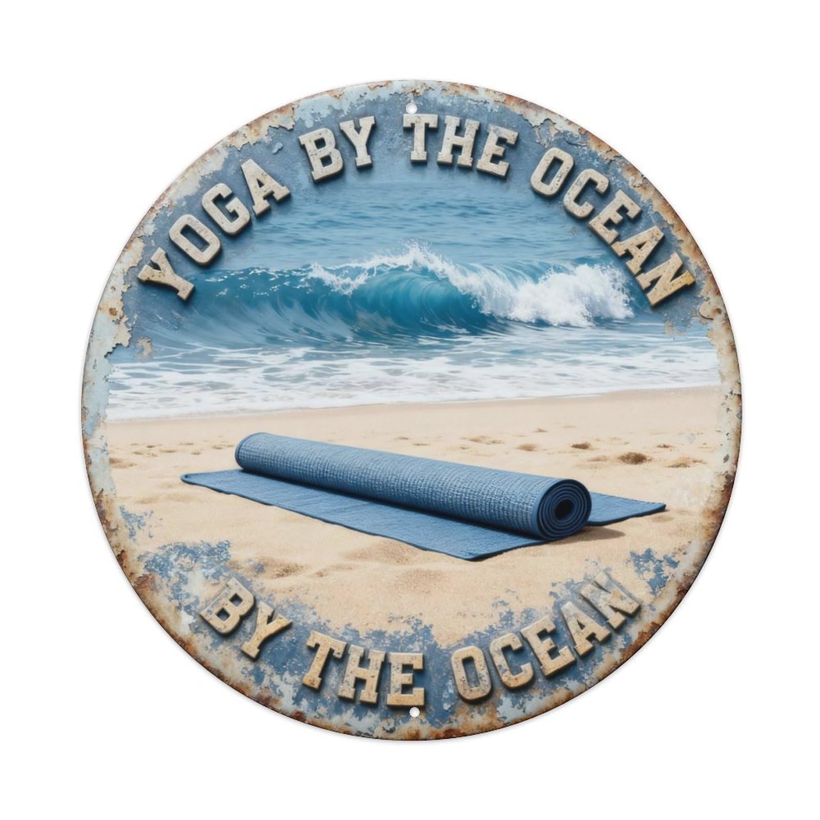 Yoga By The Ocean Metal Tin Sign Plaque