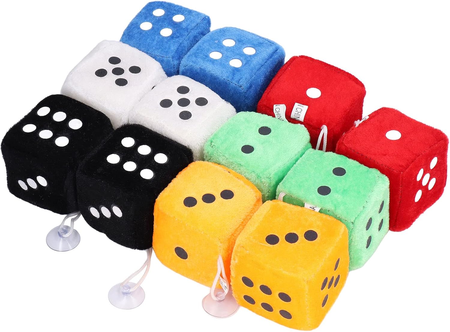Hanging Dice, 12pcs Fashionable Soft Hanging Dice, Decorative Fuzzy Plush Dice Cute Bag Pendant, Automotive Interior Accessories for Car Pendant