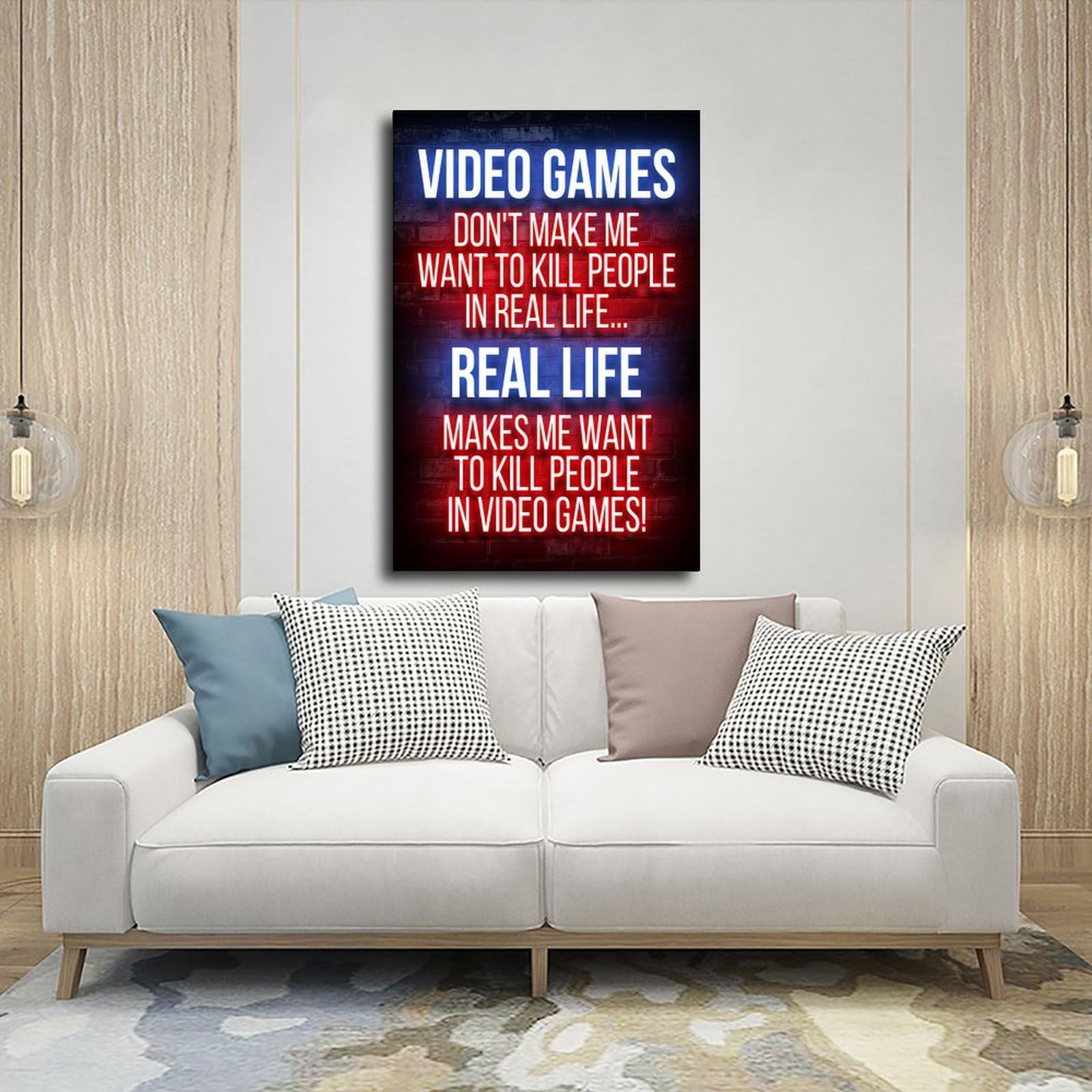 Póster de videojuegos contra la vida real para estética de la habitación, lienzo para pared e impresión, 40 x 60 cm