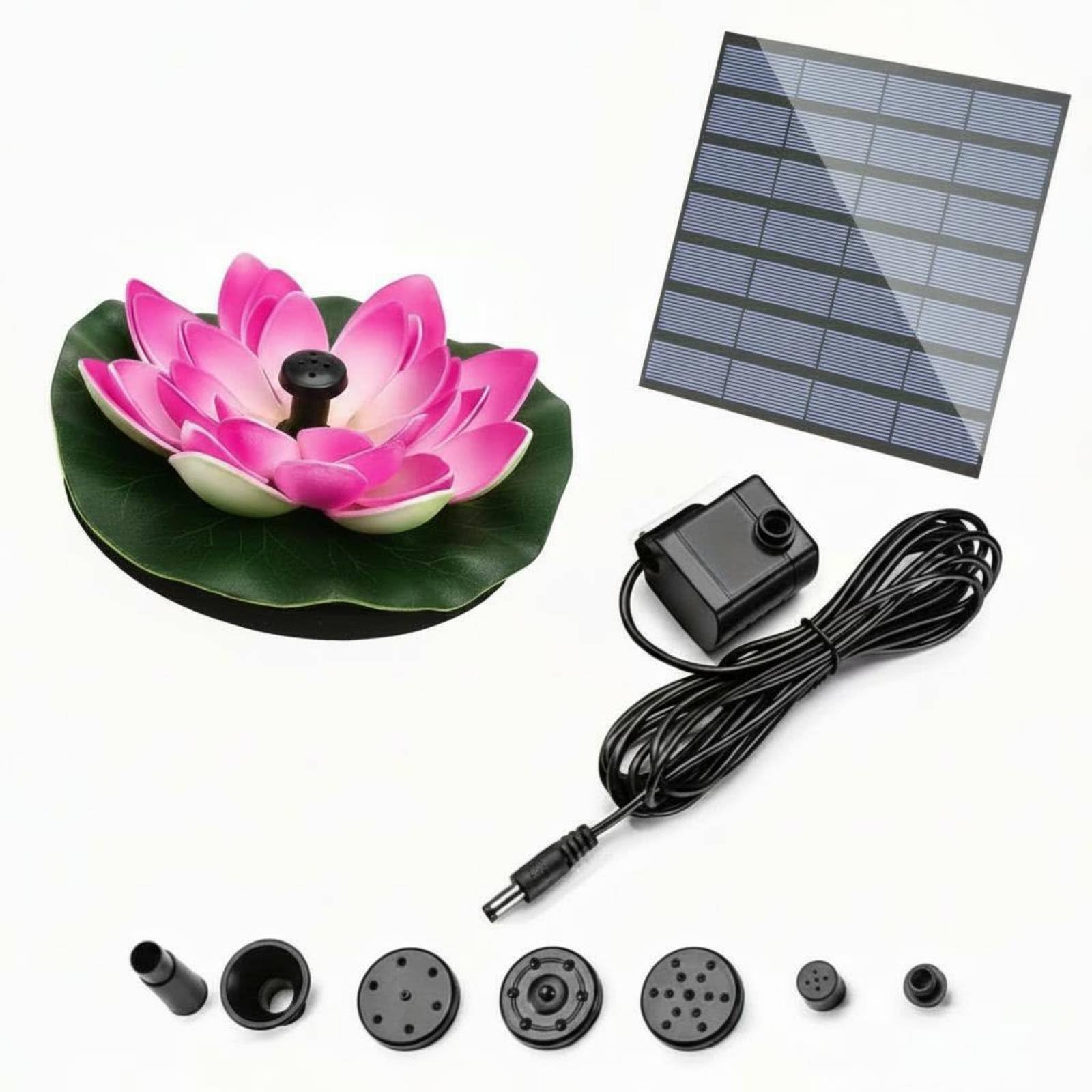 MYADDICTION 40 Pieces Floating Lotus Fountain Automatic Spray Lotus Frond Water Fountain Eco-Friendly Outdoor Decoration for Pond, Solar Pink Lotus-image-39