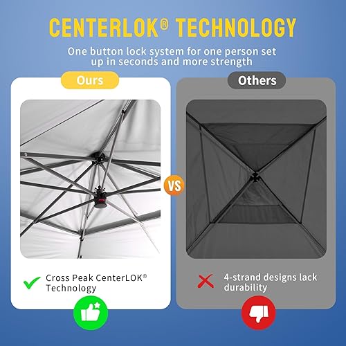 Miniatura 5 de CROWN SHADES Tienda de campaña desplegable de 10 x 10 pulgadas, con bloqueo central, toldo comercial instantáneo con tela revestida de plata 150D,