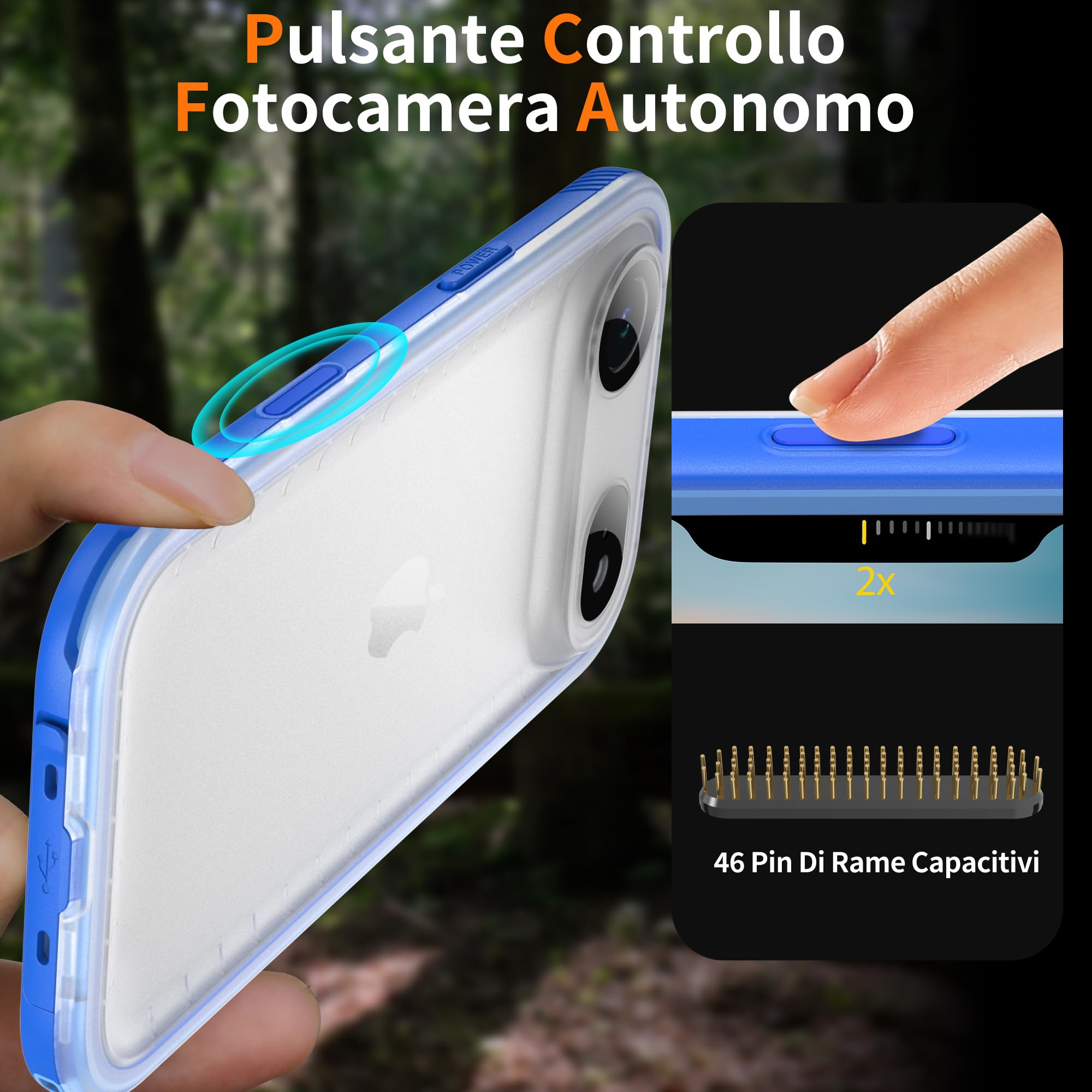 Cozycase Cover TOP 360 Antiurto IP68 Impermeabile Per iPhone Air | Indistruttibile Rugged Militare, Subacquea Waterproof Anti Urto Resistente Antipolvere, Custodia Integrale Doppia Case. Blu