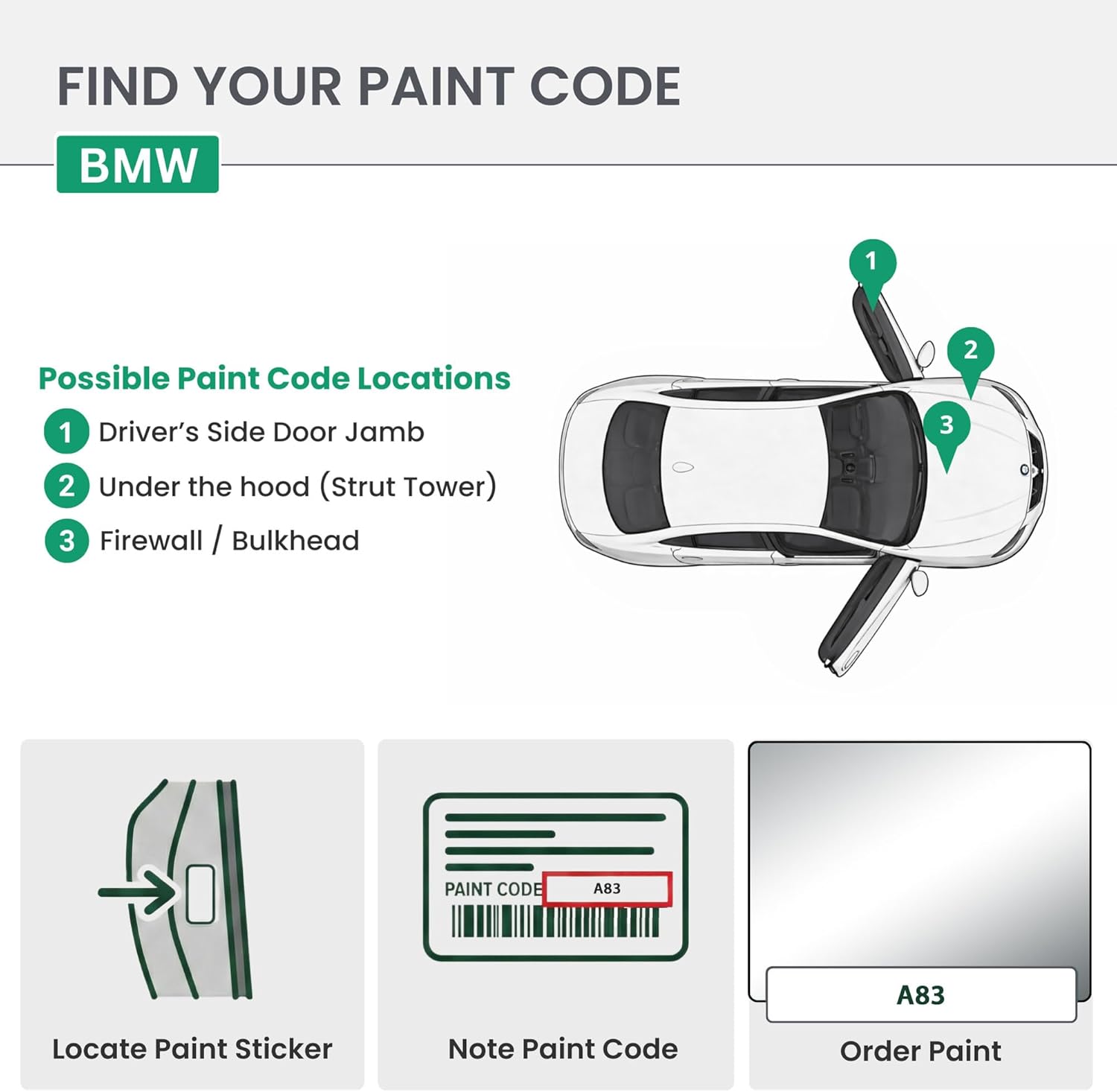ERA Paints - A83 - Glacier Silver 2 Metallic for BMW Exact OEM Color Match Automotive Touch Up Paint for Cars - Scratch & Chip Repair for Metal & Plastic - Essential Kit - Made in USA