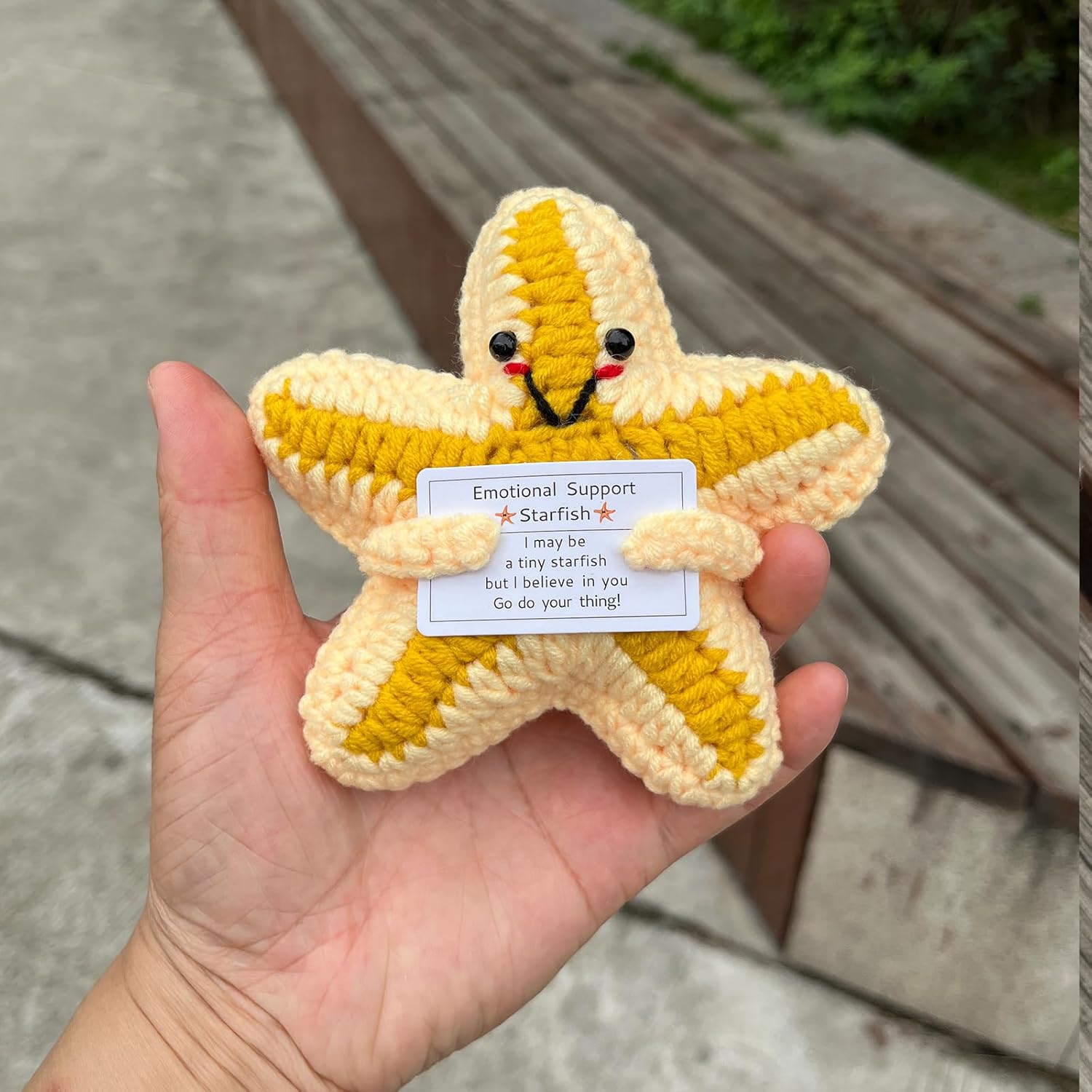 Emotional Support Starfish Gifts Crochet, Positive Star Fish Seashells Sea Stars Cute Funny Cool Office Desk Decor Decorations for Her Women Men
