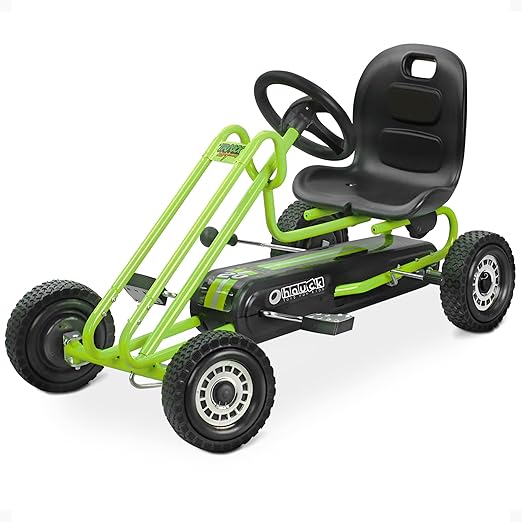 hauck Kids Pedal Go Kart, 4 Wheel Bike Cart, Ages 4-8, Lightning Ride, Race Green - Outdoor Bicycle Karts with Plastic Wheels for Boys and Girls