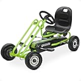 hauck Kids Pedal Go Kart, 4 Wheel Bike Cart, Ages 4-8, Lightning Ride, Race Green - Outdoor Bicycle Karts with Plastic Wheels for Boys and Girls