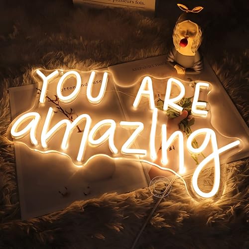 Miniatura 5 de SYLHOME Letrero de luz LED de neón con texto en inglés "You Are Amazing 5V, para niñas, niños, dormitorio, sala de estar, aula, decoración de pared,