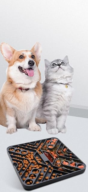 Foto 6 de 6 de Doweiss Comedero antienredos para perros y gatos, comedero lento (gris)