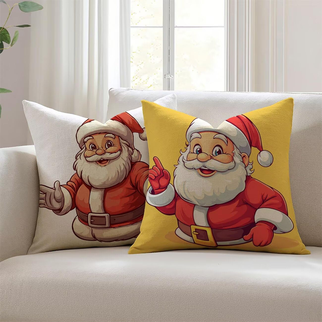 Housse de coussin 65x65cm Noël lin imperméable pour canapé JL-4665