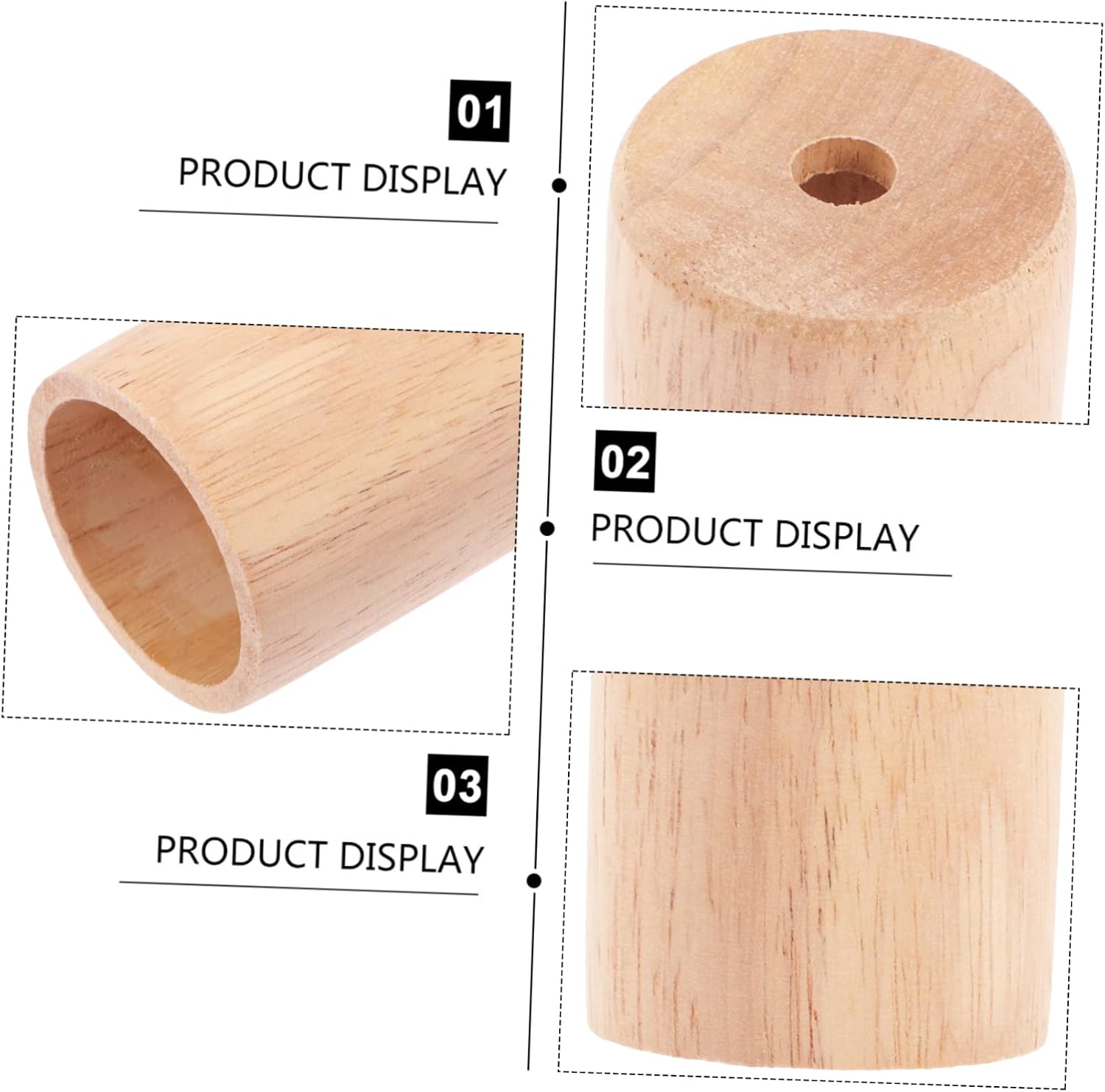 SOLUSTRE 2pcs Round Light Base Wooden Lamp Holder Hollow Lamp Rod Solid Wood Desk Stand