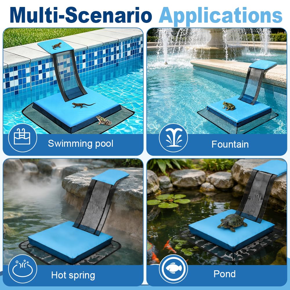 Rampa de Escape para Piscina, SGZIOO 2 Piezas Flotante Almohadilla de Escape para Mascotas, Inflable Rampas de Escape Salva a Ranas, Patos, Aves y Otros Animales Pequeños de Ahogarse