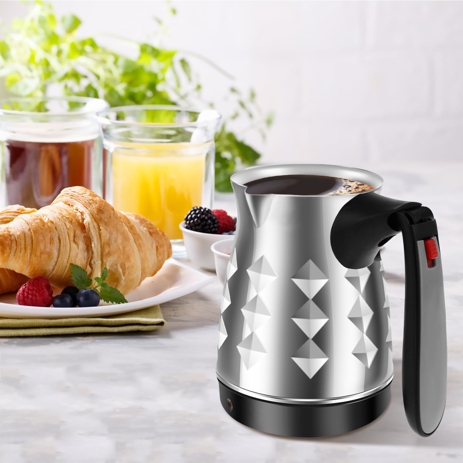 Turkish Coffee Pot Electric Coffee Maker with Folding Handle 500ml Turkish Coffee Maker 5 to 6 Cups Capacity