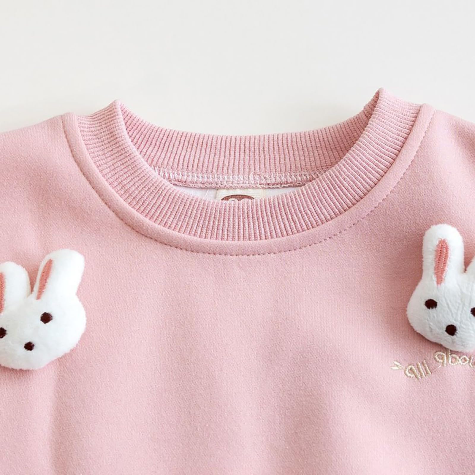 Cute Sweatshirt Babymädchen mit 3D Hase Pullover Kinder Kawaii Sweatjacke ohne Kapuze Hoodie Langarm Pulli Rundhals Lässig Oberteile Baumwolle Kleidung