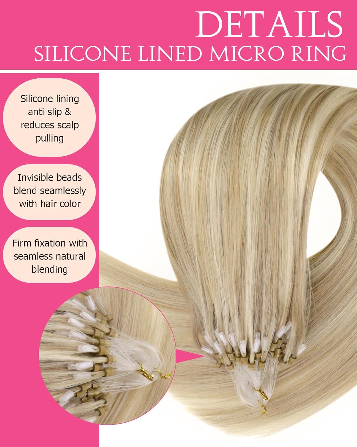 Hetto Microlink Hair Extensions Human Hair Bleach Blonde #613 12 Inch 40g image 4