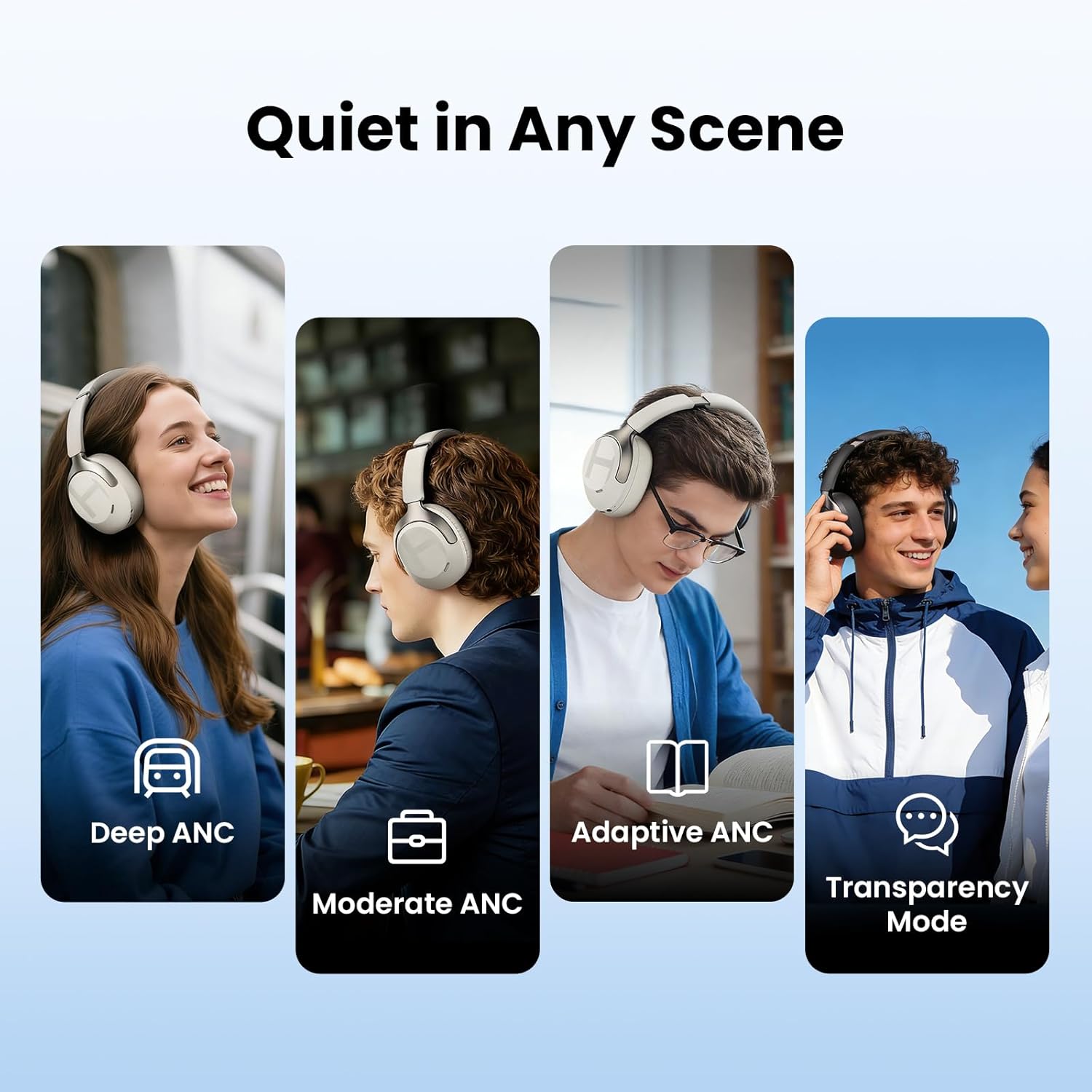 HAYLOU S40 Noise Cancelling Headphones Over Ear, 50dB Hybrid ANC with Multiple Modes, LDAC Hi-Res Wireless Audio, 90H Playtime, Custom EQ via App, Bluetooth 6.0 Multipoint Connect, 5 HD Mics Call