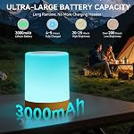 Auxmir Night Light Touch Sensor for Kids Baby, LED Bedside Table Lamp 13 RGB Colors Changing, USB Rechargeable Remote Control Adjustable Dimmable Portable Lamp for Baby Bedroom Nursery Living Room
