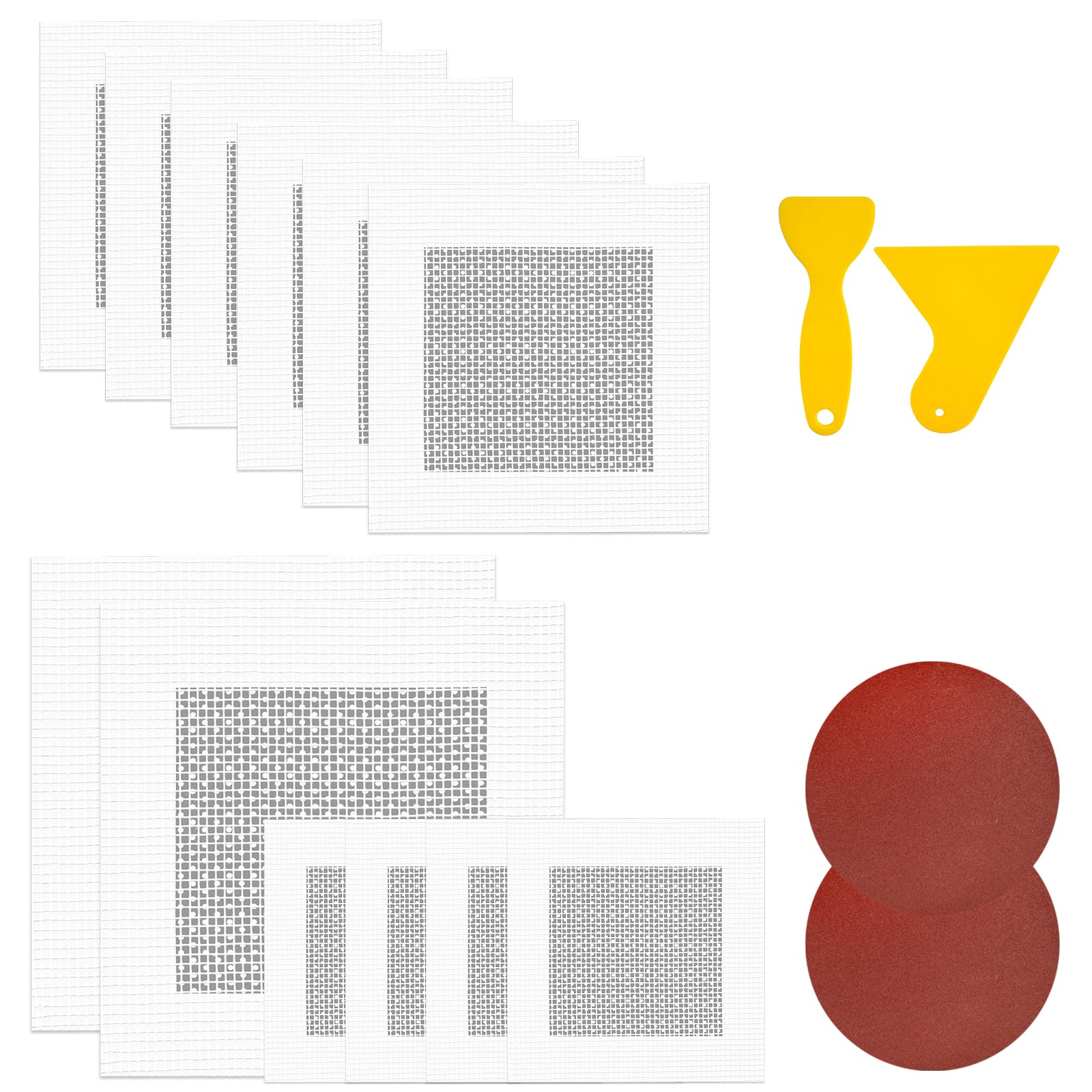 Lot de 16 patchs autocollants de réparation murale en aluminium 5/10/15 cm - Kit de réparation de cloisons sèches