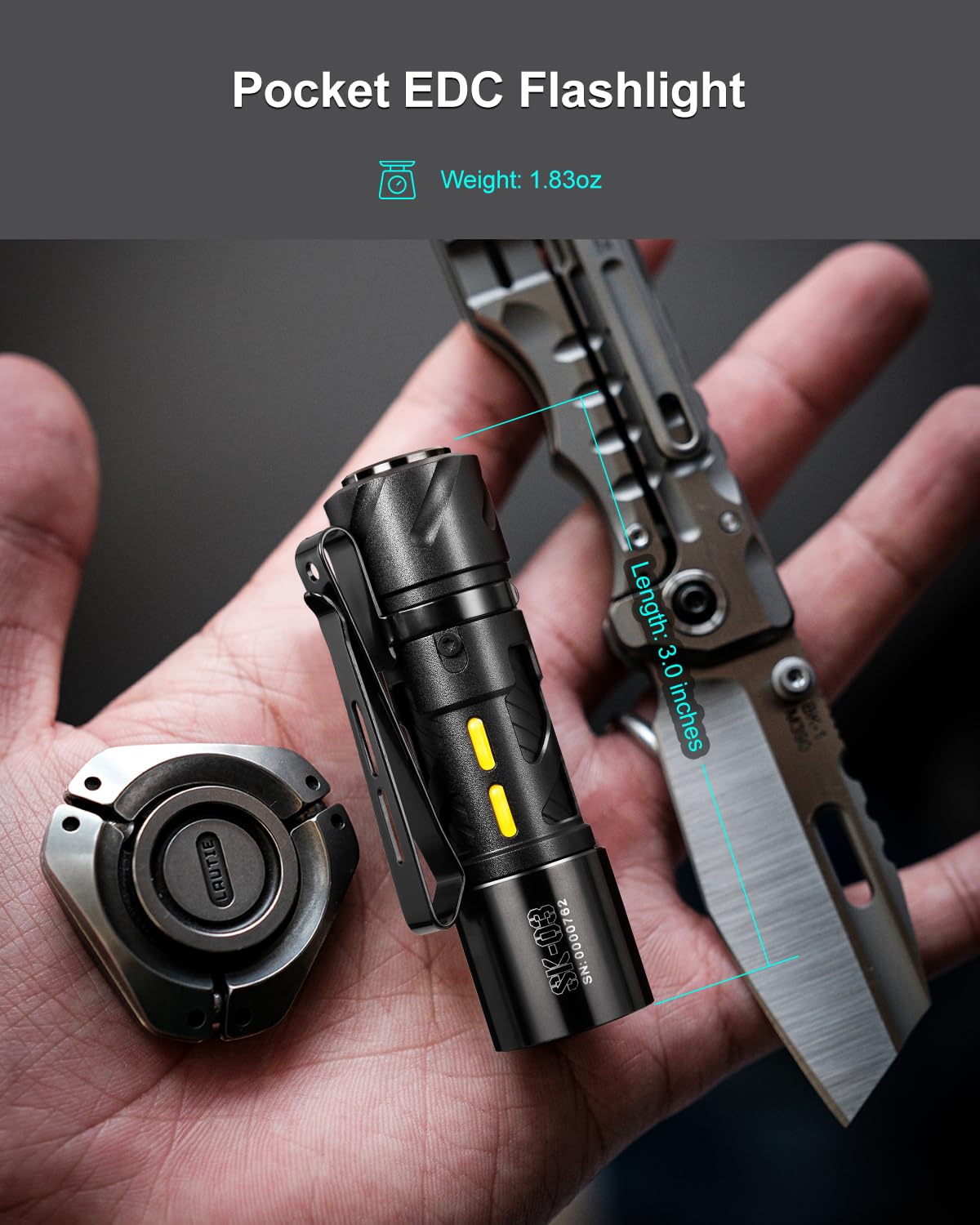 ライト・ランタン LOOP GEAR SK-3 Ti LOOP GEAR Lanterna LED SK03, lanterna AA recarregável EDC com luz