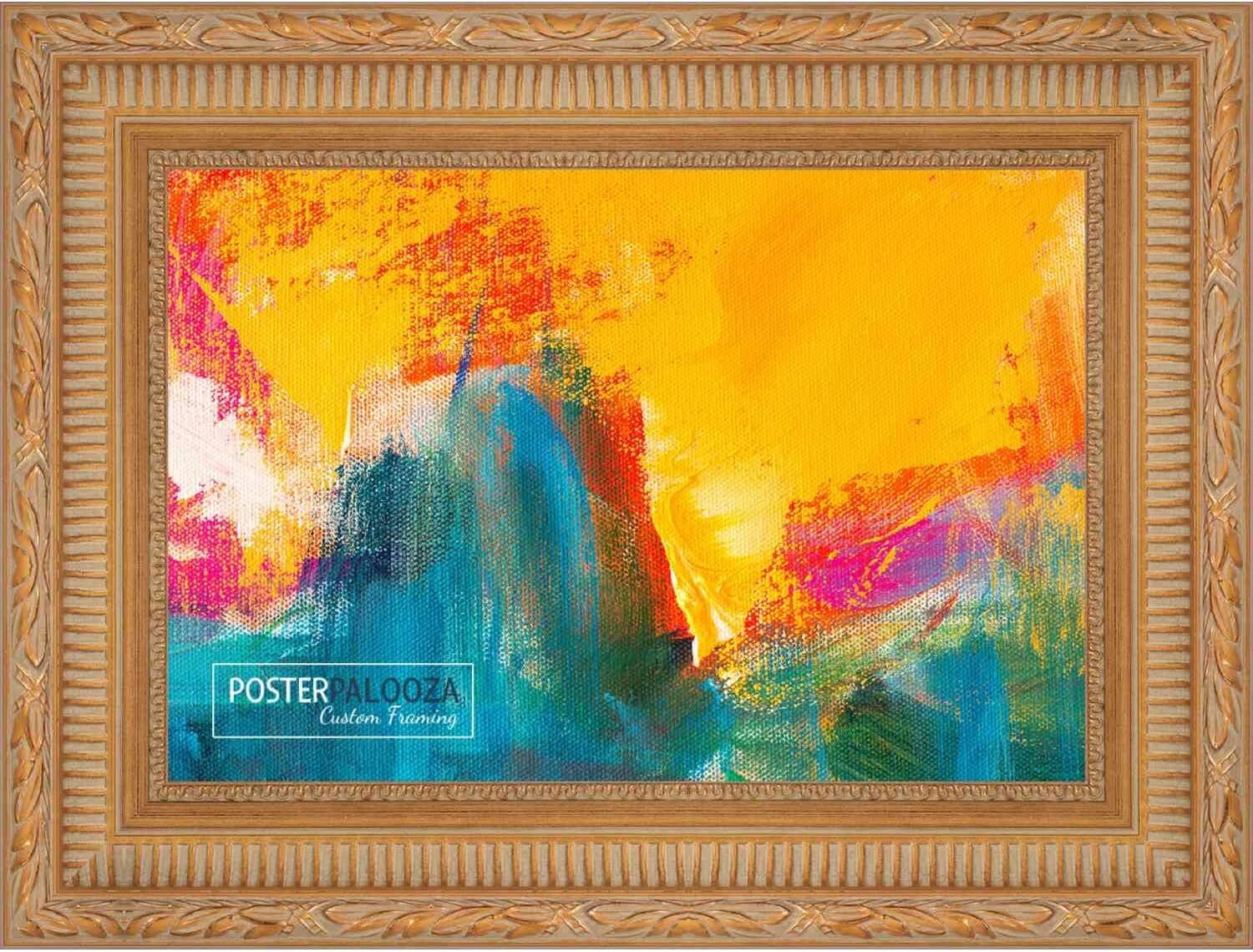 Poster Palooza 18x10 Ornate Gold Complete Wood Picture Frame with UV Acrylic Plexiglass, Foam Board Backing & Hardware Included