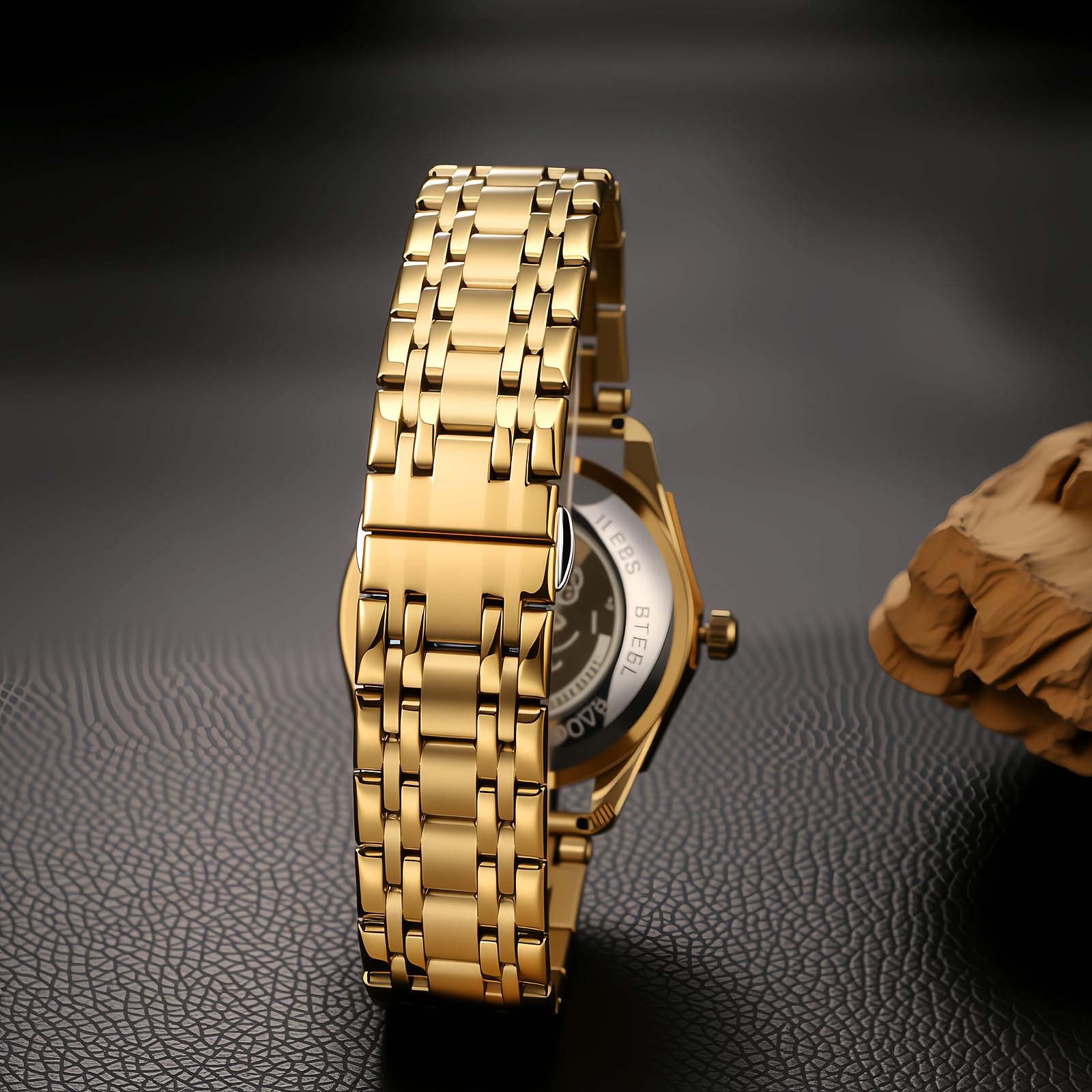 JewelryWe Automatyczne zegarki dla mężczyzn: samonakręcające się mechaniczne markery diamentowe 36-godzinna rezerwa mocy świecące wskazówki 3 ATM wodoodporny odpinany zegarek na rękę ze stali