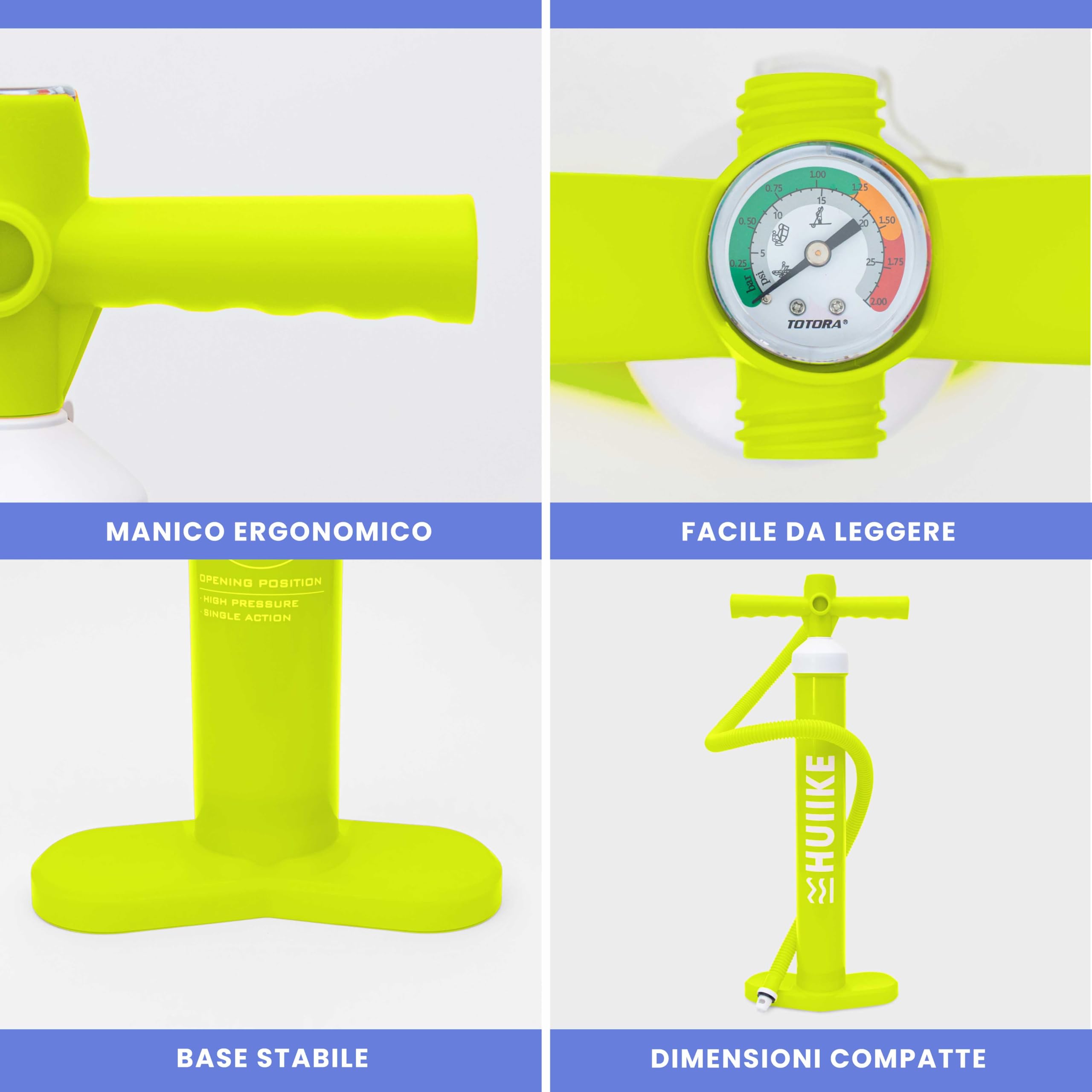 HUIIKE Pompa SUP Manuale con Doppia Azione Pompa per SUP 15 PSI, Gonfiatore Doppio Effetto Stabile | Accessori Stand Up Paddle, Handpump Tavola Gonfiabile | Manual Pump per Tavole Gonfiabile