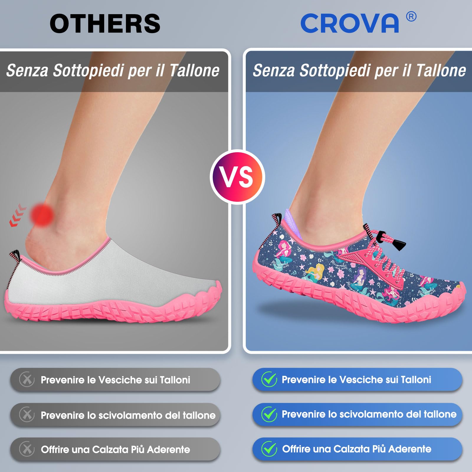 Crova Chaussures Aquatiques Enfants Chaussures d'eau Garçons Filles Antidérapant Séchage Rapide Chaussures de Plage Piscine Surf