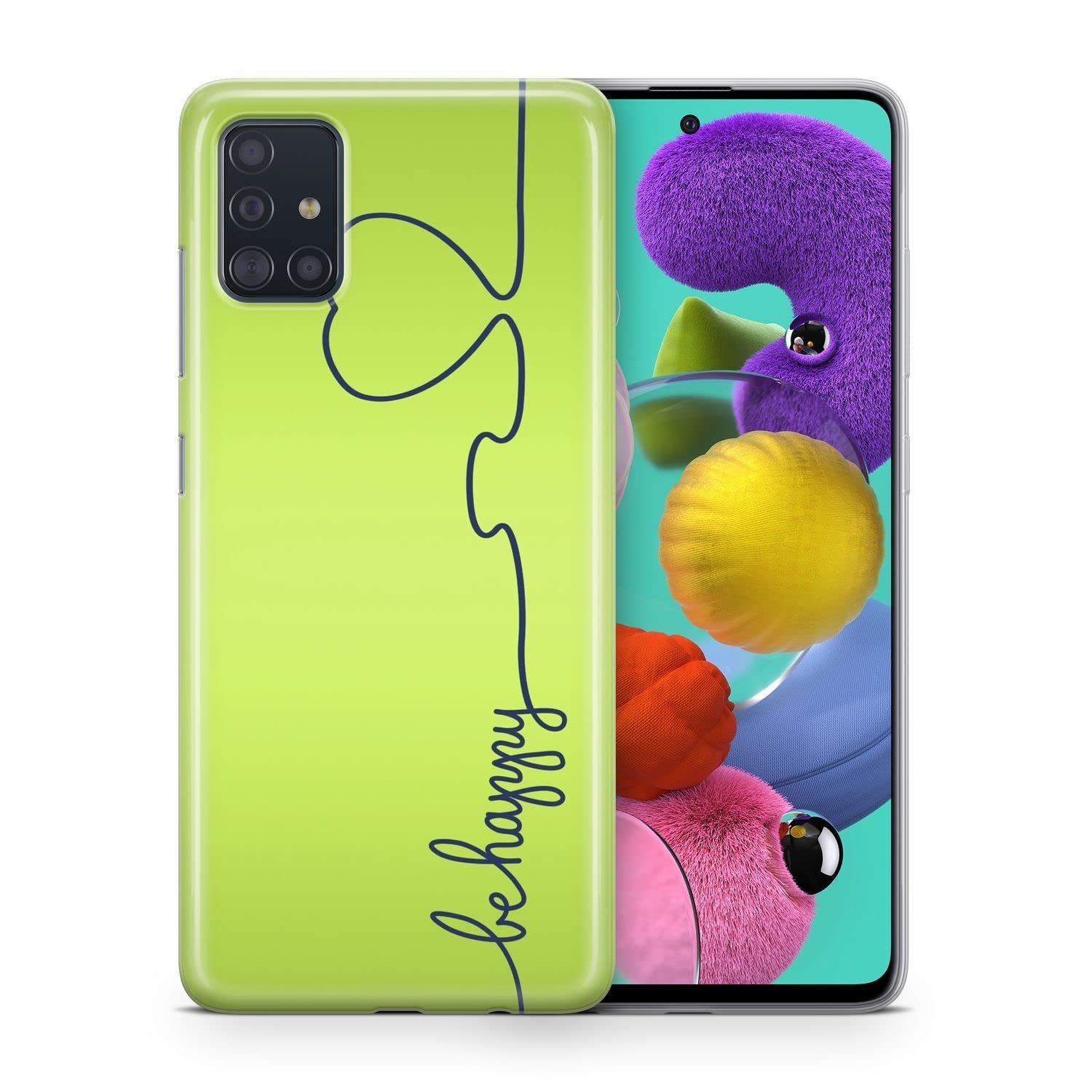 Coque Samsung Galaxy A20 silicone König Design Be Happy Vert - 2