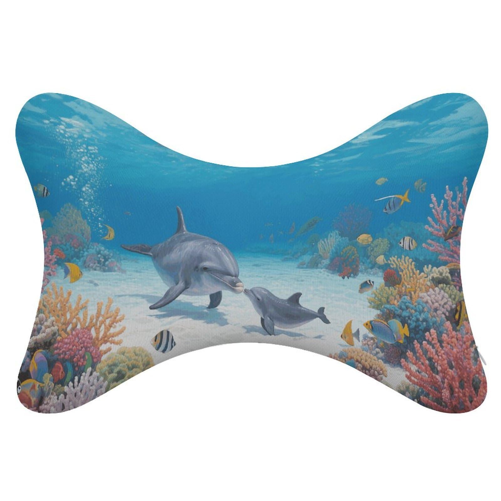 VstaDank Dolphin Car Pillow Soft Car Neck Pillow Breathable Dog Bone Shaped Travel Neck Pillows Washable Removable All-Season Universal Cars Head Rest Pillows
