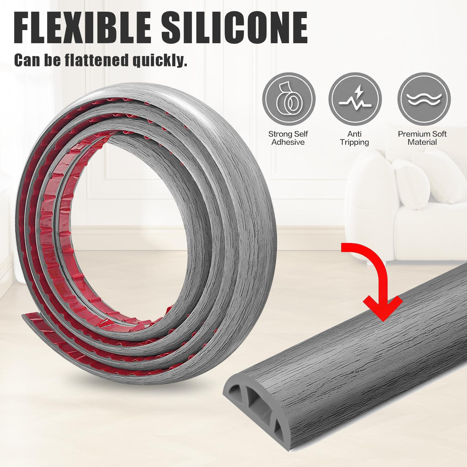 Canalina per cavi autoadesiva, 3 cm x 300 cm, flessibile in PVC, per tutti i cavi di alimentazione di casa, uffici, hotel, magazzini, ecc. Facile da tagliare