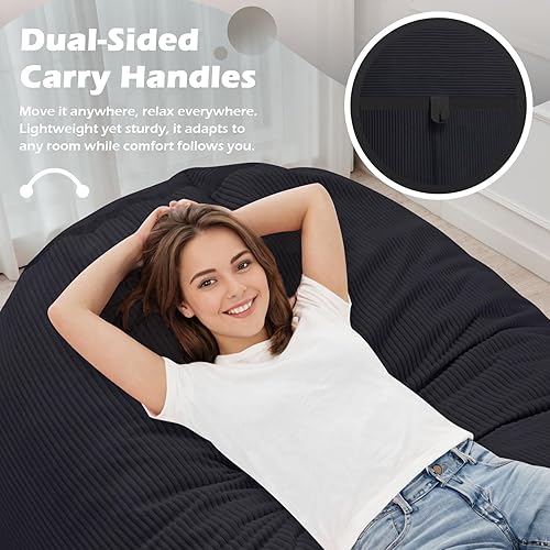 Miniatura 149 de HABUTWAY Puf gigante de 2 pies para adultos, con relleno de espuma viscoelástica, puf grande con funda de terciopelo holandés extraíble para sala de