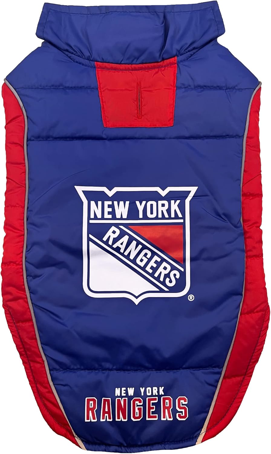NHL New York Rangers Puffer Vest for Dogs & Cats, Size