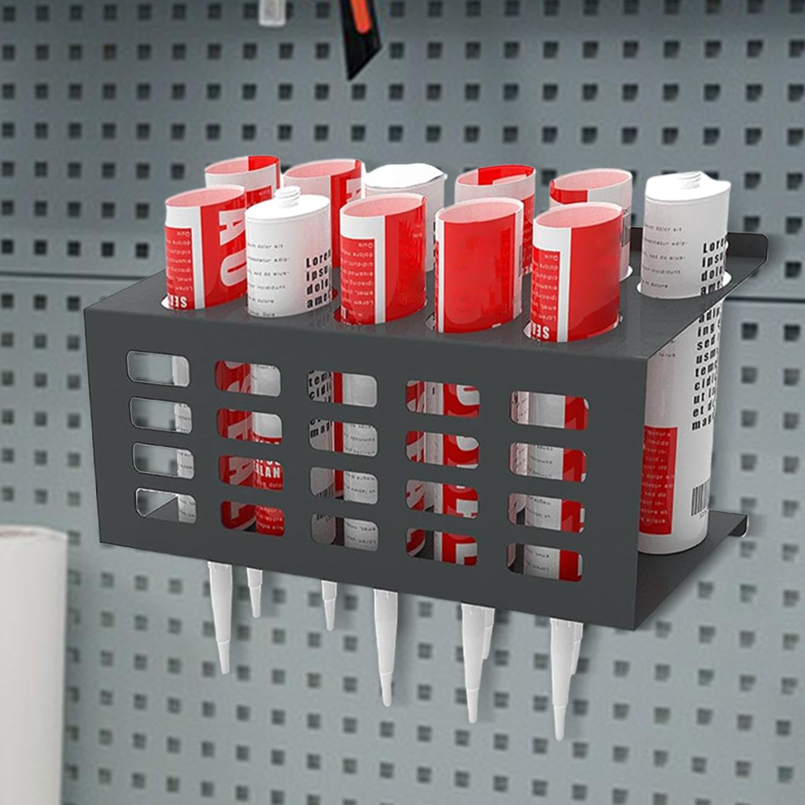 Plateau pour tubes de calfeutrage, support de rangement pour tubes en silicone, support mural pour tubes pour espace de travail, organisateur de support pour tubes de mastic de calfeutrage à la main