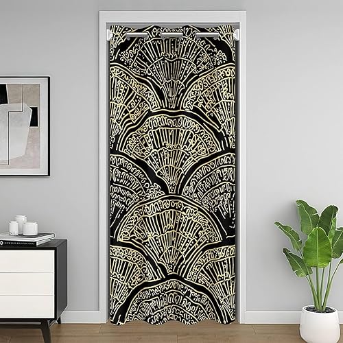 Miniatura 10 de Cortina bohemia para puerta de celosía, cortina opaca azteca, bohemio, navajo, étnico, retro, amarillo, a rayas, exótica, tribal, occidental,